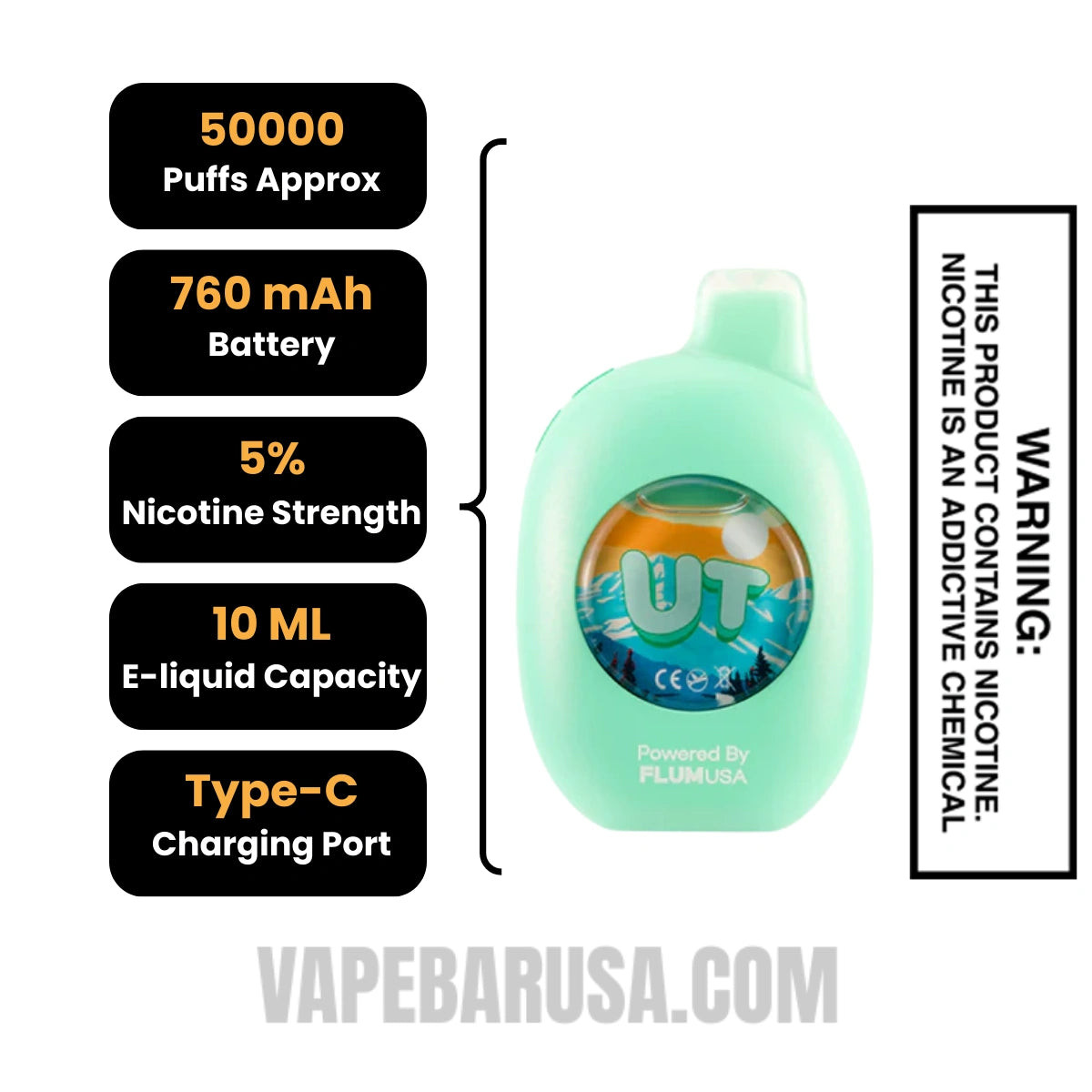 Miami Mint Flum UT Bar 50K Disposable Vape Specifications
