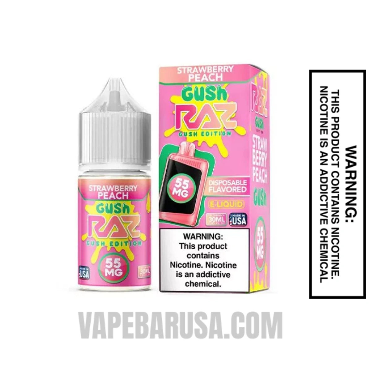 Strawberry Peach Gush RAZ Salt Nic Juice 30 ML With Package Box