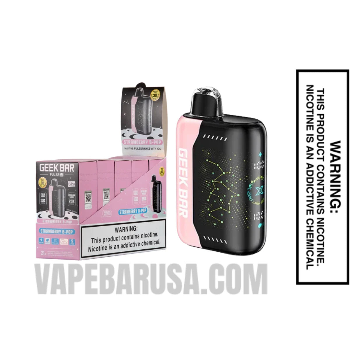 Strawberry B-Pop Geek Bar Pulse X Disposable Vape with Bundle Pack