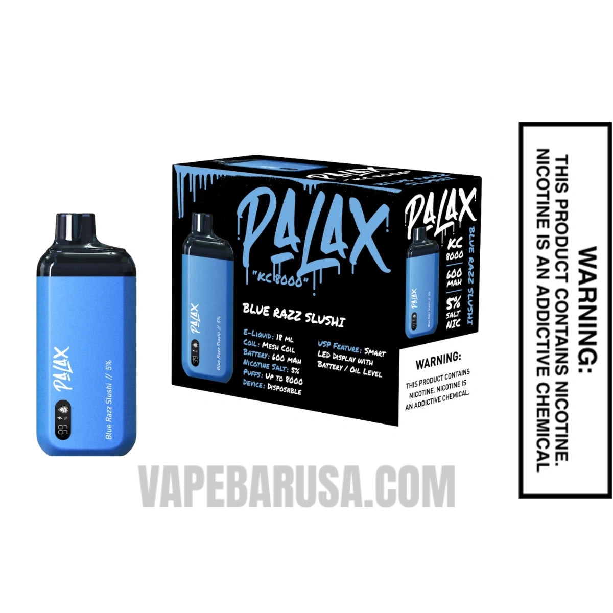 Blue Razz Slushi Palax KC8000 Disposable Vape - Final Sale With Bundle Box 
