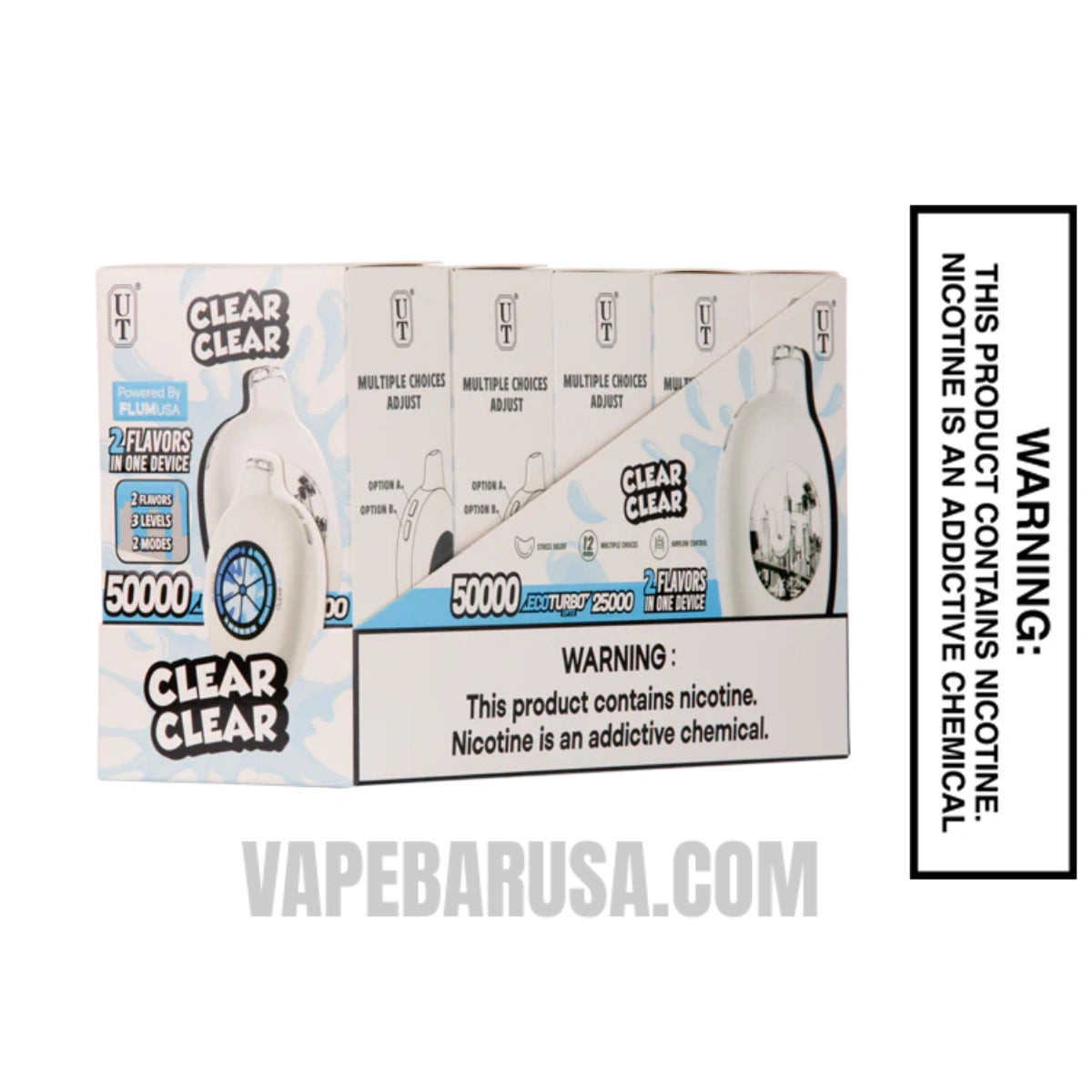 Clear Flum UT Bar 50K Disposable Vape With Bundle Box   