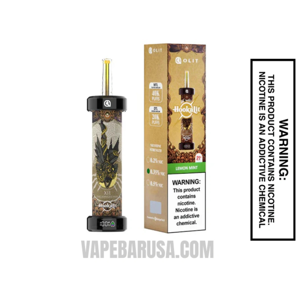 Lemon Mint OLIT Hookalit 40000 Disposable Vape With Package Box