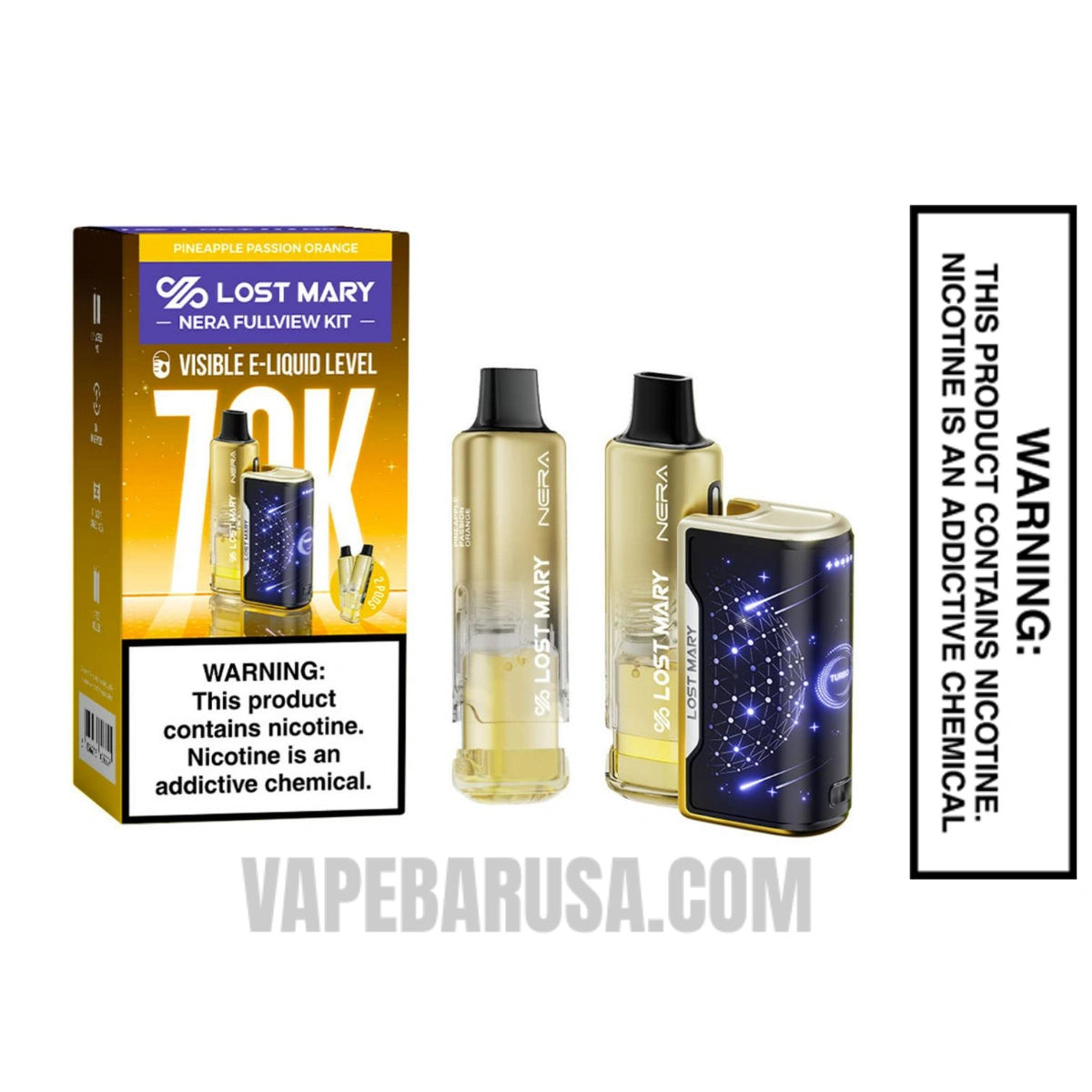 Pineapple Passion Orange Lost Mary Nera Fullview 70K Disposable Kit
