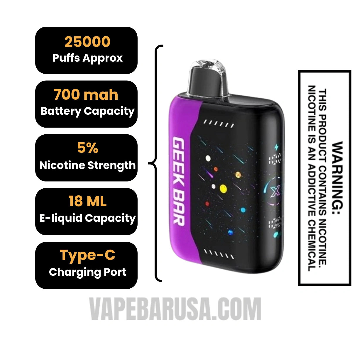 Pink Berry Lemonade Geek Bar Pulse X Disposable Vape Specifications