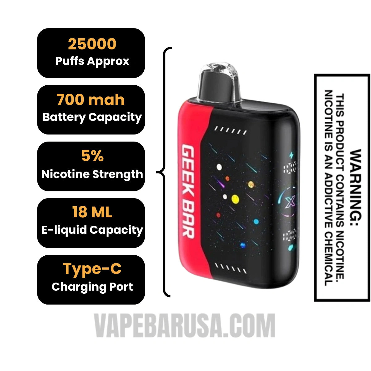 Strawberry Dragon Geek Bar Pulse X Disposable Vape Specifications