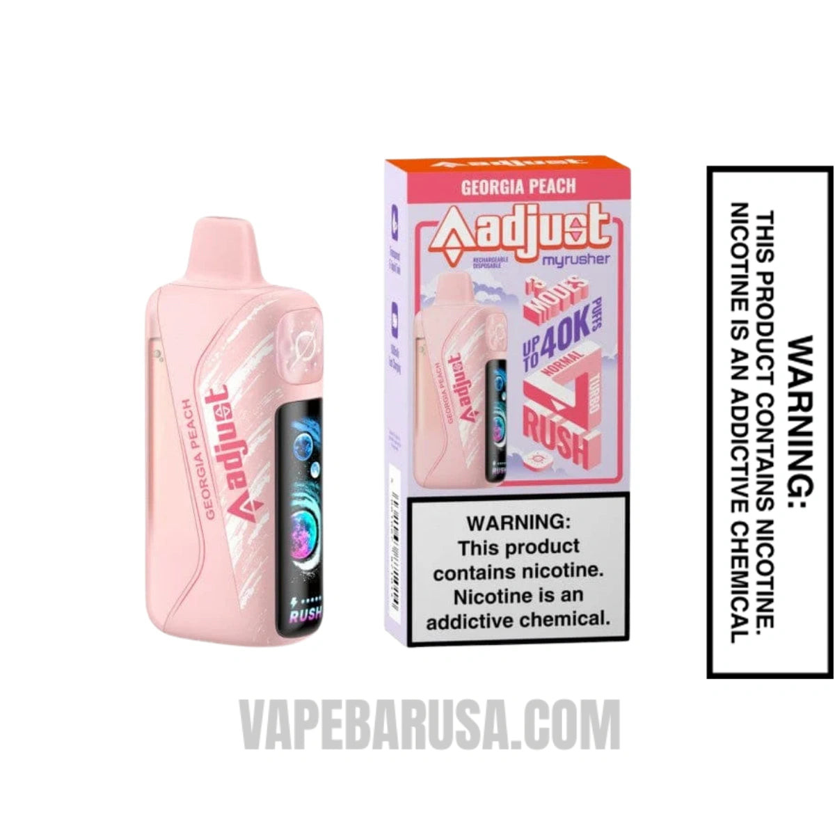 Georgia Peach Adjust MyRusher 40K Disposable Vape With Package Box