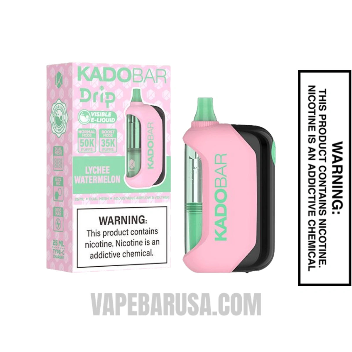 Lychee Watermelon Kado Bar Drip 50K Disposable Vape With Package Box