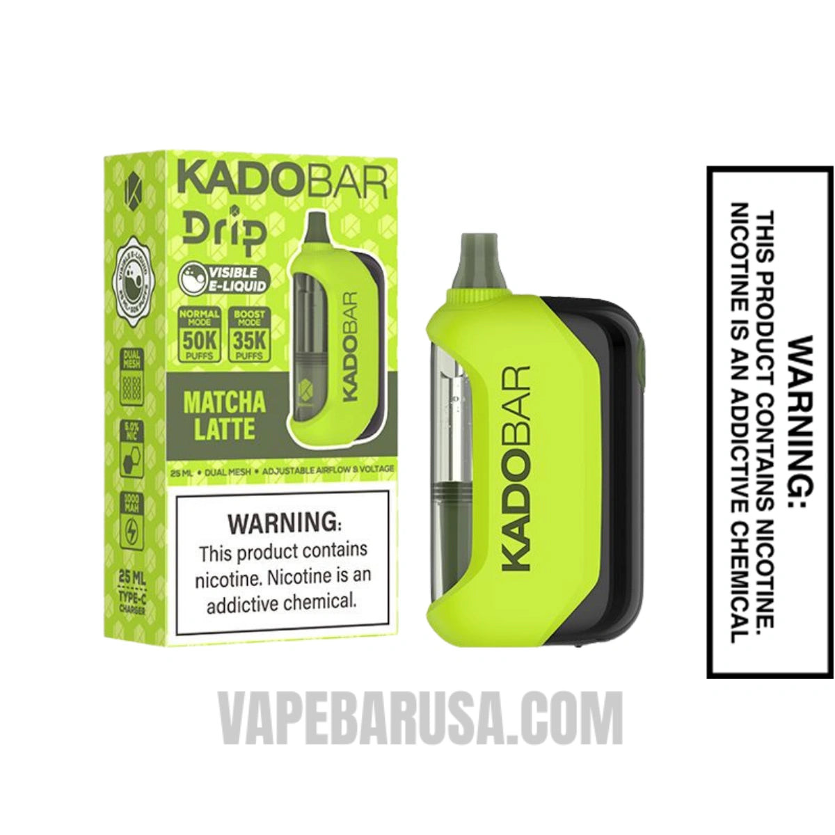 Matcha Latte Kado Bar Drip 50K Disposable Vape With Package Box