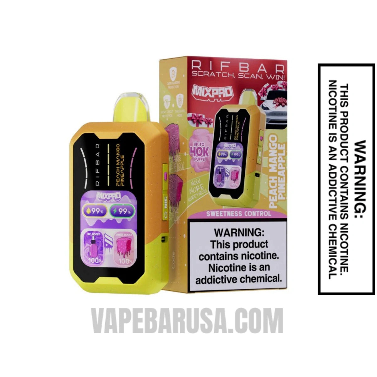 Peach Mango Pineapple Rifbar MixPro Sweet 40K Disposable Vape With Package Box