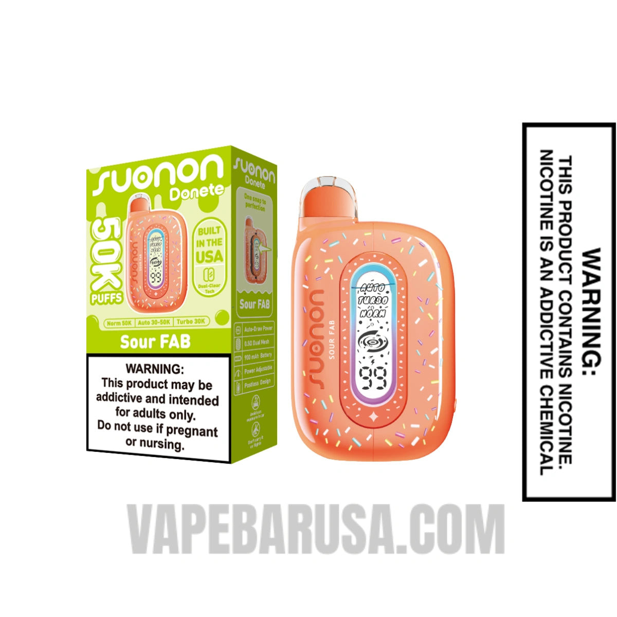 Sour FAB Suonon Donete 50k Disposable Vape With Package Box