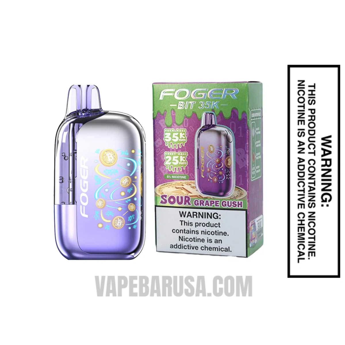 Sour Grape Gush Foger Bit 35K Disposable Vape With Package Box