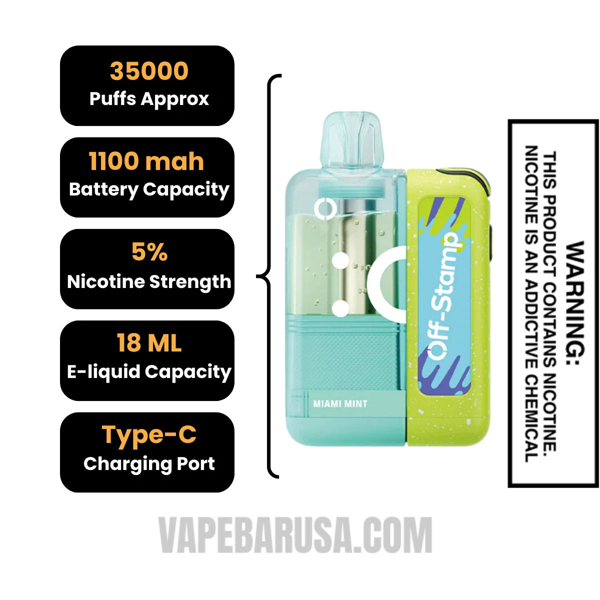Miami Mint Off Stamp X Cube Crystal Cube 35K Vape Kit Specifications
