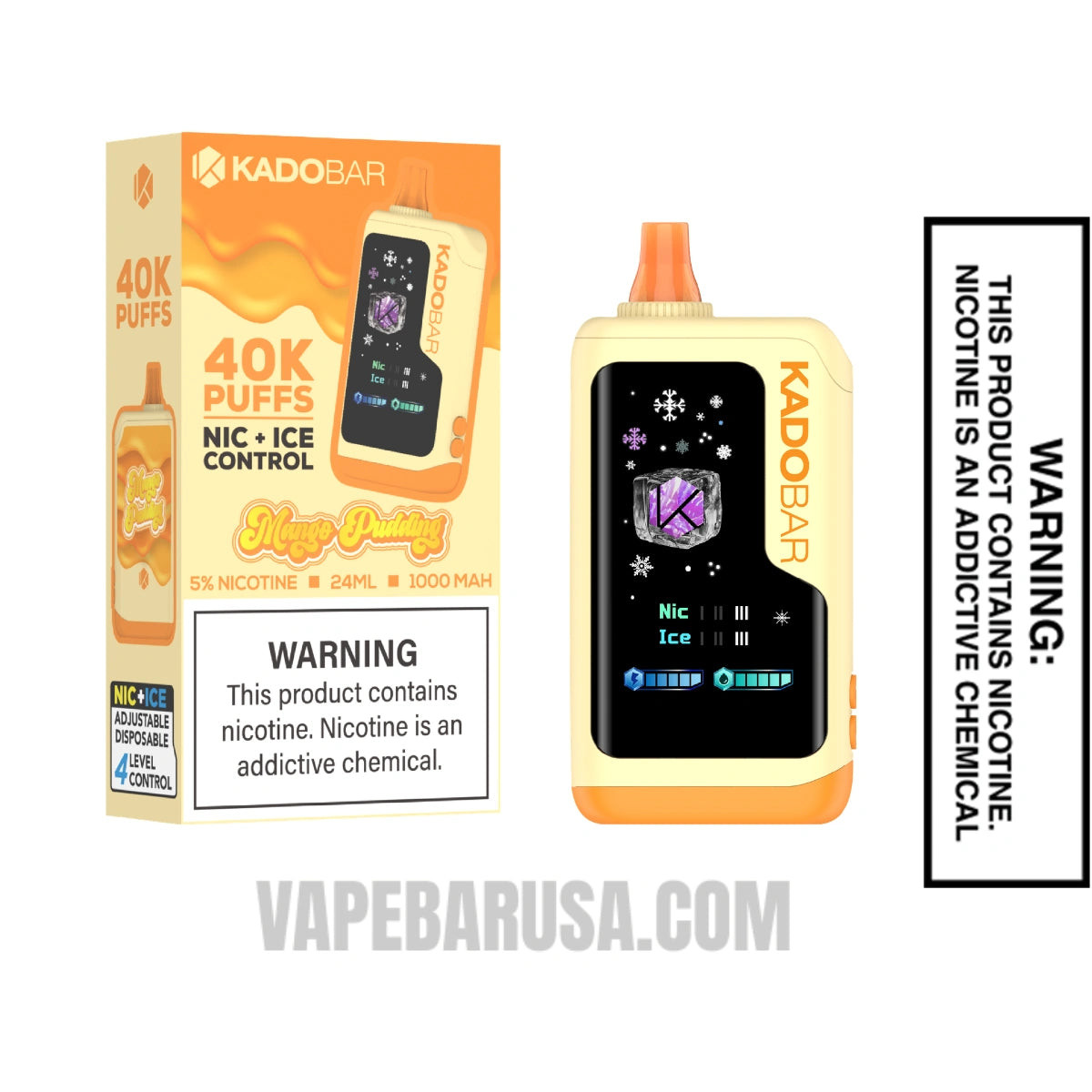Mango Pudding Kado Bar NI40K Ice-Nic Control Disposable Vape With Package Box