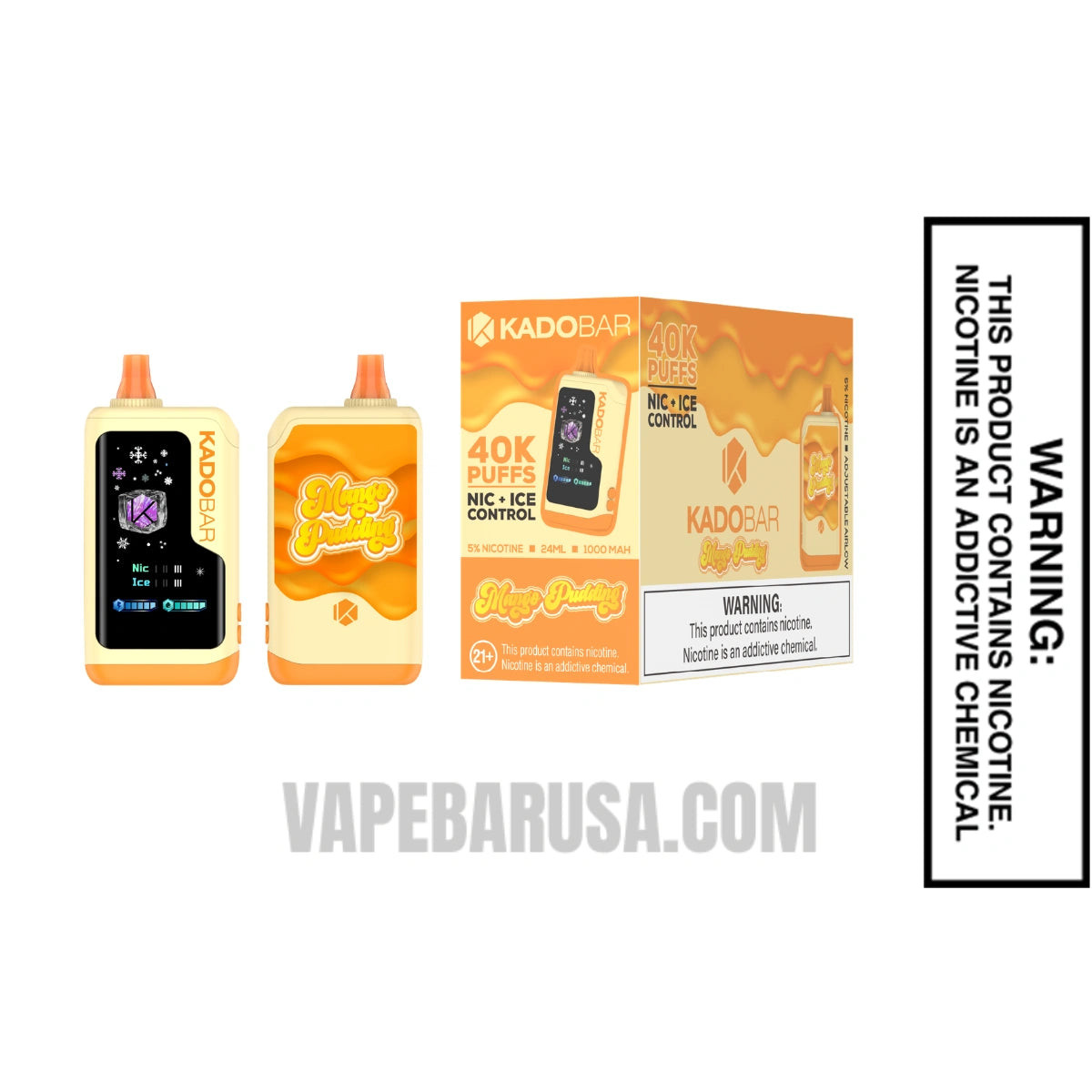 Mango Pudding Kado Bar NI40K Ice-Nic Control Disposable Vape With Bundle Pack