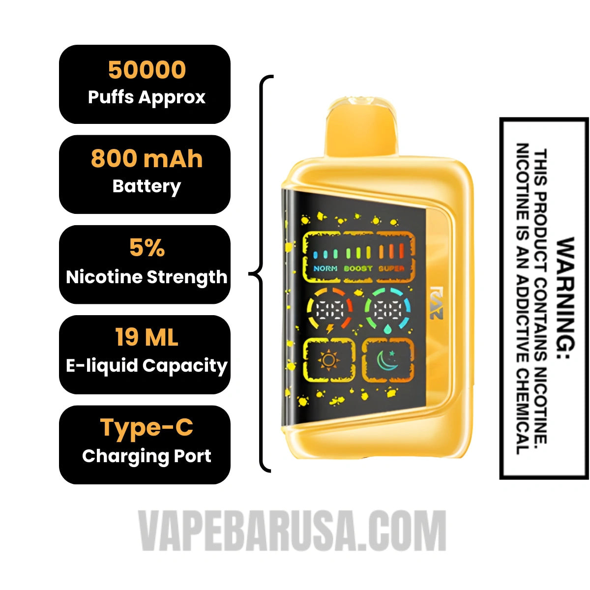 Lemon Batch RAZ RX50K Disposable Vape Specifications