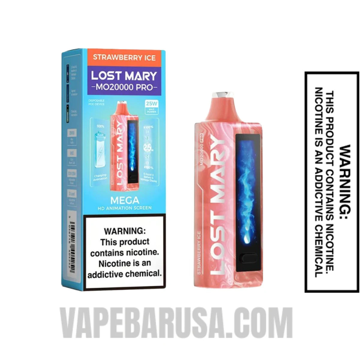Strawberry Ice Lost Mary MO20000 Disposable Vape with package box