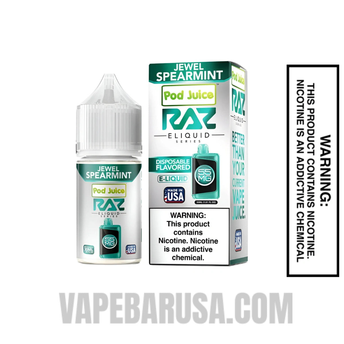 Jewel Spearmint Pod Juice X RAZ Salt Nic juice 30 ML With Package Box