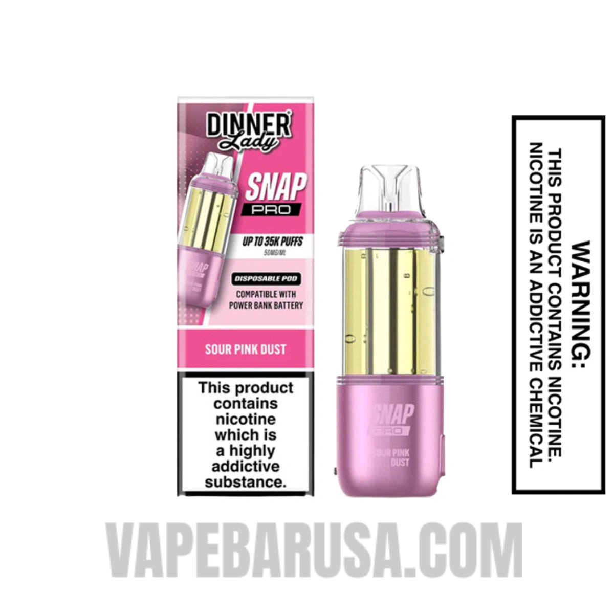 Sour Pink Dust Dinner Lady Snap Pro 35K Disposable Vape Pod With Package Box