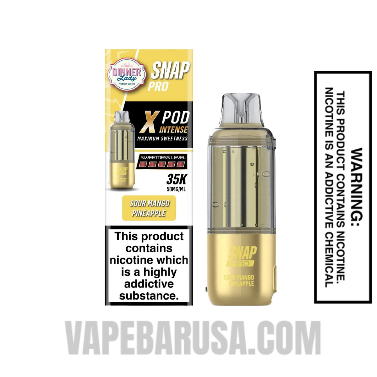 Sour Mango Pineapple Dinner Lady Snap Pro Intense 35K Pre-filled Replacement Pod with package box