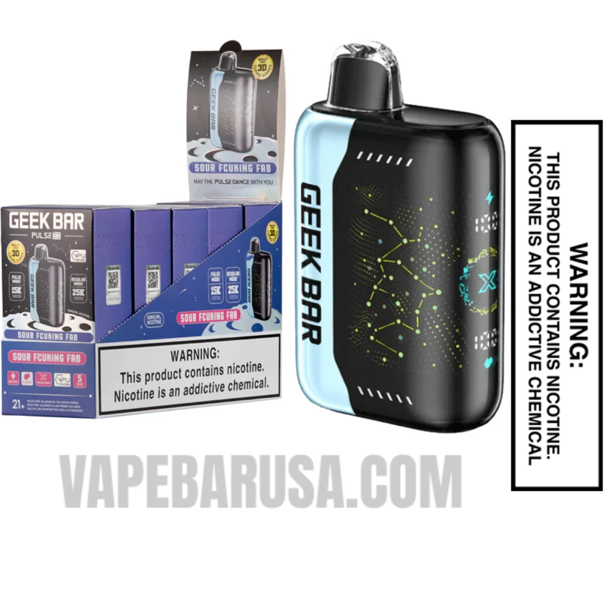 Sour Fucking Fab Geek Bar Pulse X Zero Nicotine Disposable Vape with Bundle Pack