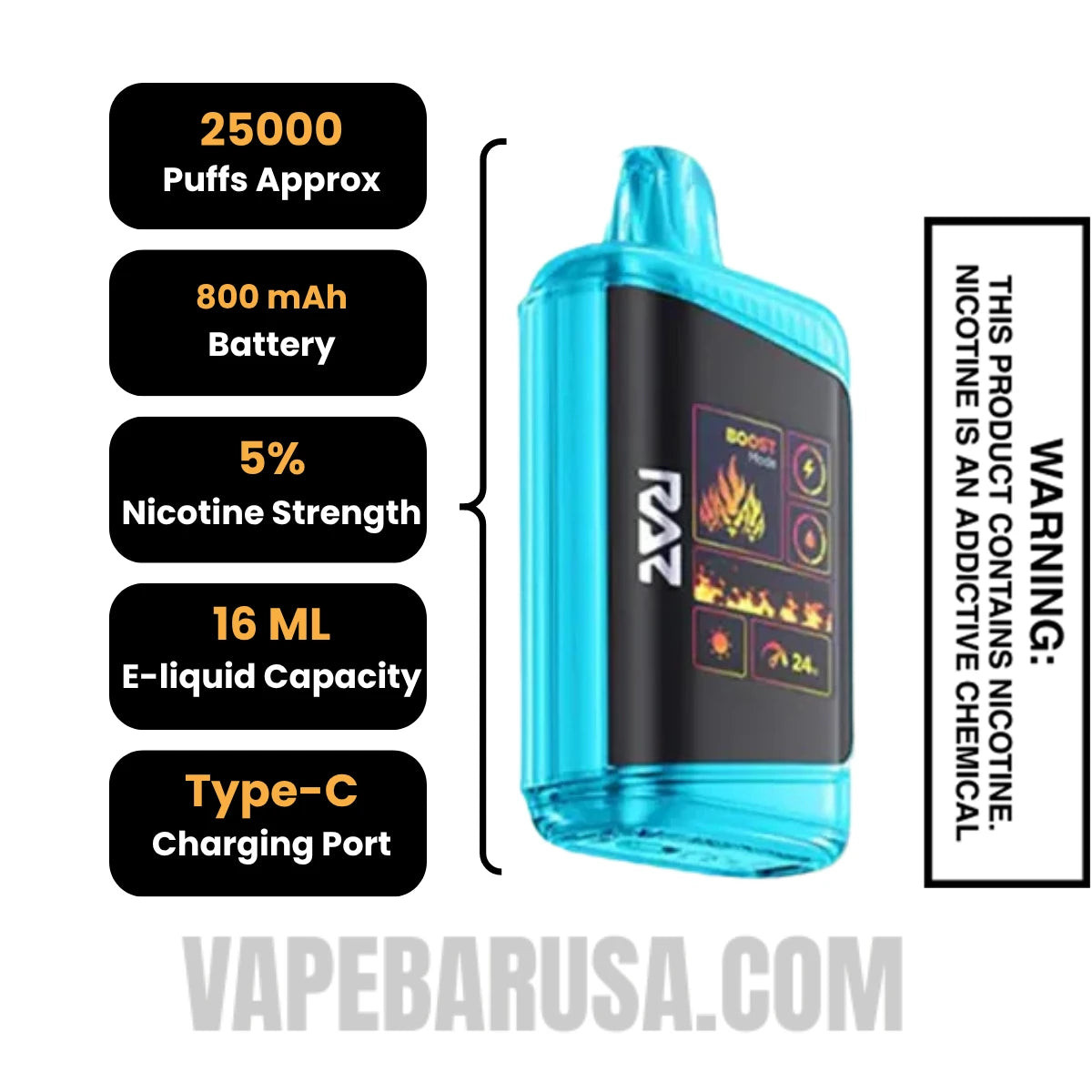 Blueberry Watermelon RAZ DC25000 Disposable Vape Specifications
