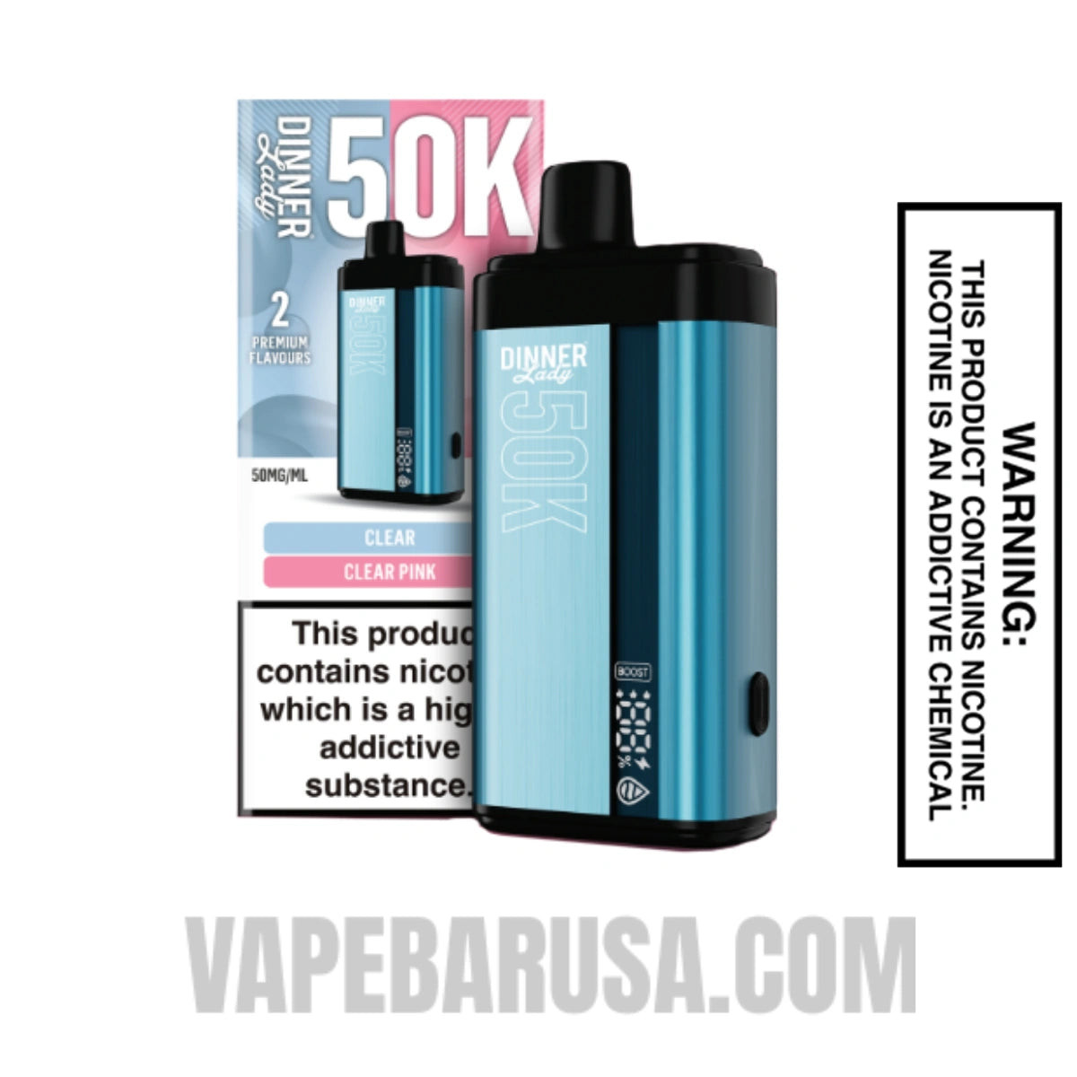 Clear X Clear Pink Dinner Lady 50K Disposable Vape With Package Box
