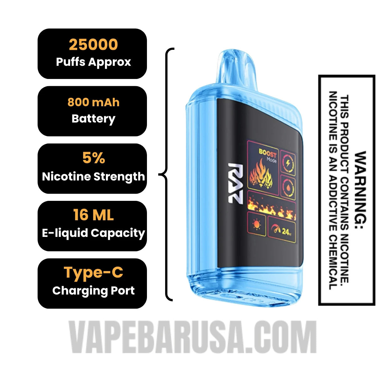 Iced Blue Dragon RAZ DC25000 Disposable Vape Specifications