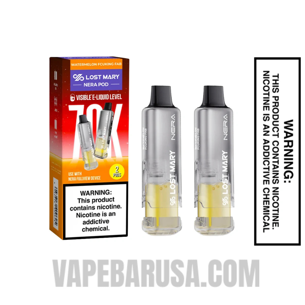Watermelon Fcuking Fab Lost Mary Nera Fullview 70K Disposable Vape Pod With Package Box