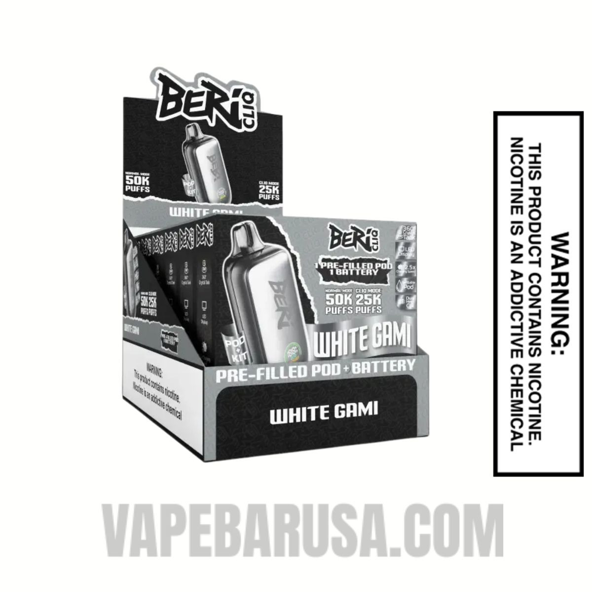 White Gami Beri Cliq 50K Disposable Vape Kit With Bundle Pack