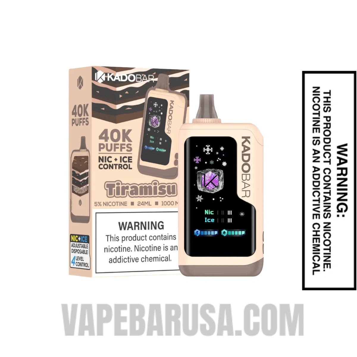 Tiramisu Kado Bar NI40000 Ice-Nic Control Disposable Vape With Package Box