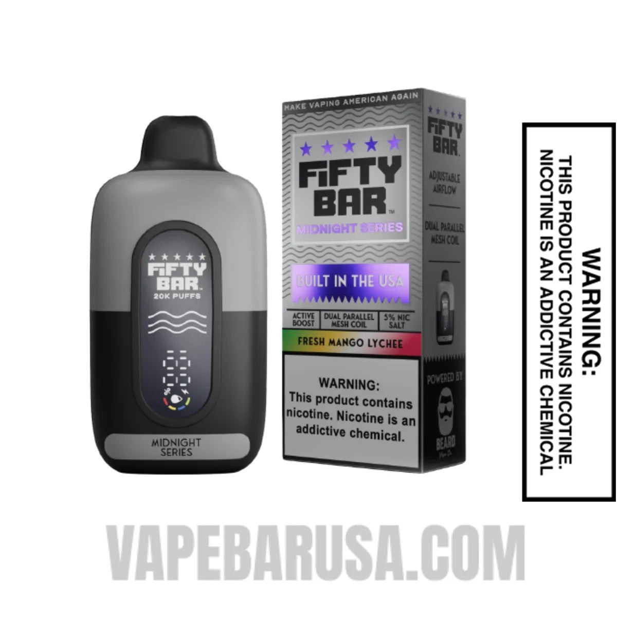 Fresh Mango Lychee Fifty Bar 20K Midnight Series Disposable Vape With Package Box