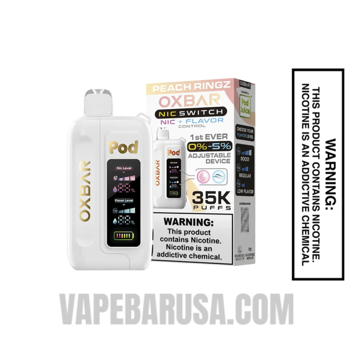 Peach Ringz OXBAR X Pod Juice Nic-Switch 35K Disposable Vape With Package Box