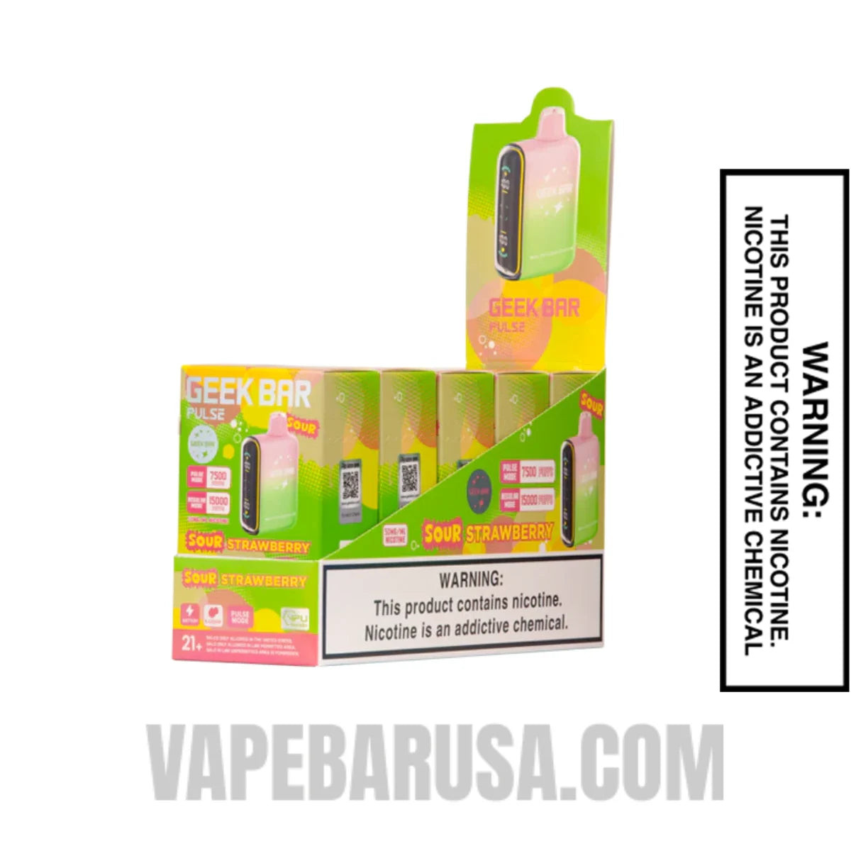 Sour Strawberry Geek Bar Pulse Disposable Vape With Bundle Box