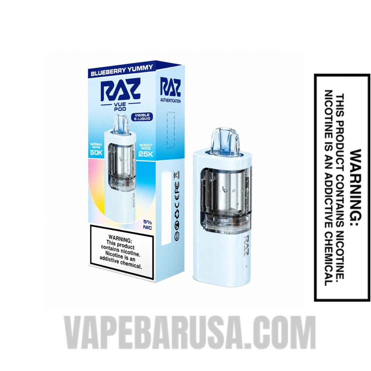 Blueberry Yummy RAZ VUE 50K Disposable Vape Pod With Bundle Pack