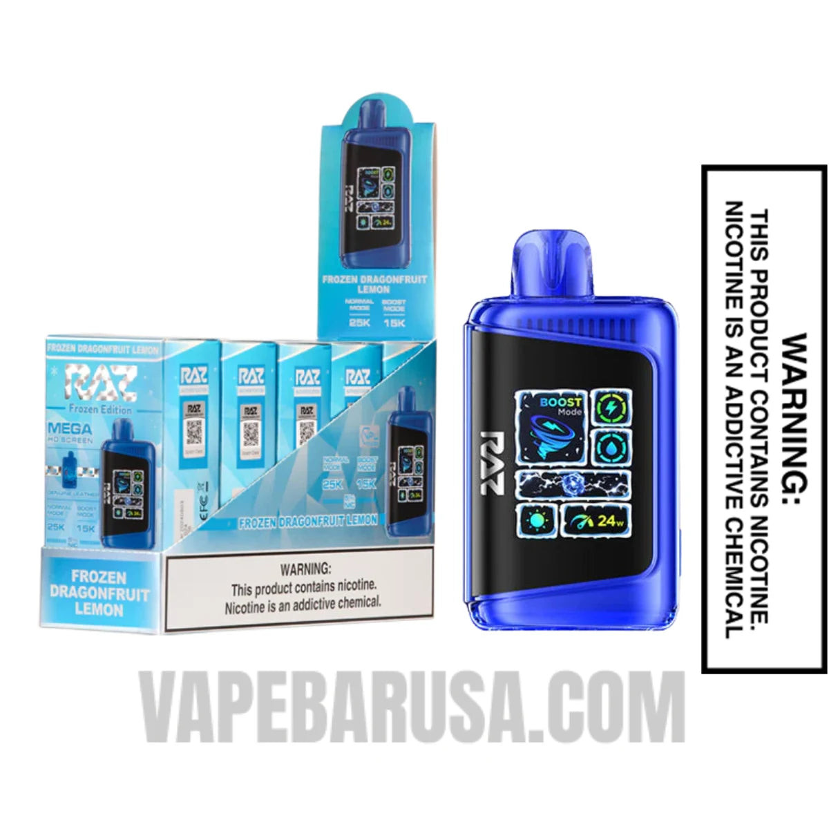 Frozen Dragonfruit Lemon RAZ DC25000 Frozen Edition Vape With Bundle Pack