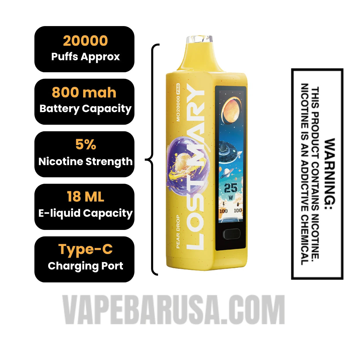 Pear Drop Lost Mary MO20000 Disposable Vape Specifications