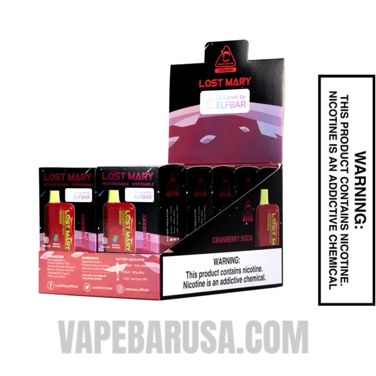 Cranberry Soda Lost Mary OS5000 Disposable Vape With Bundle Pack