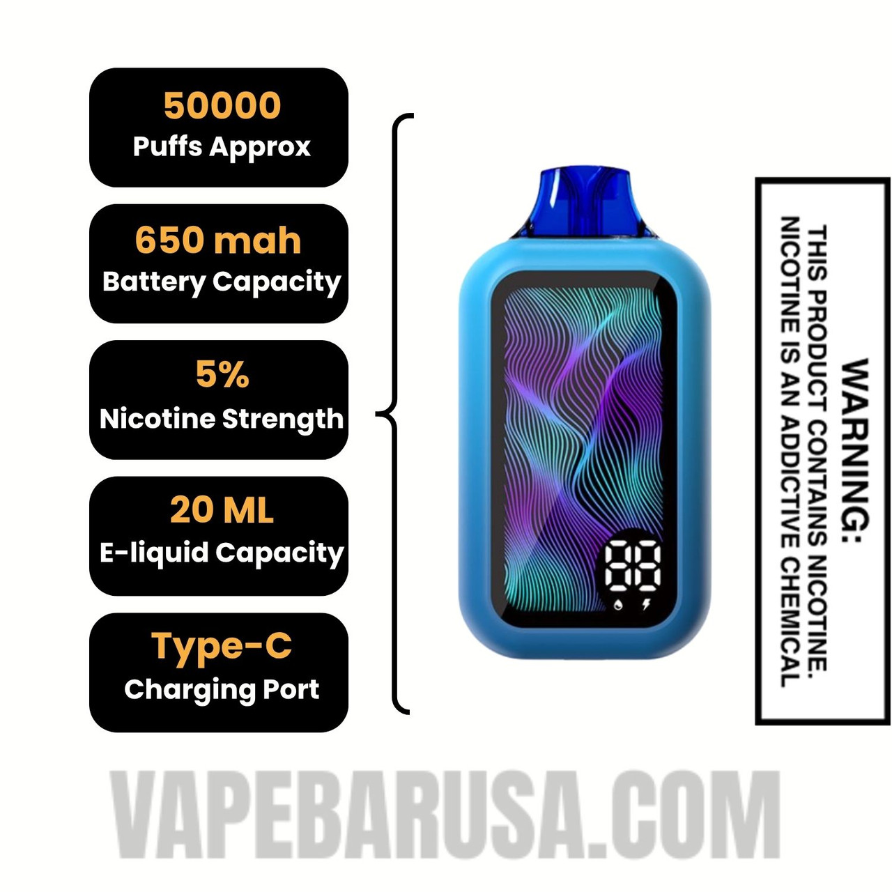 Blue Razz Ice Nixa Bar 50K Disposable Vape Specifications