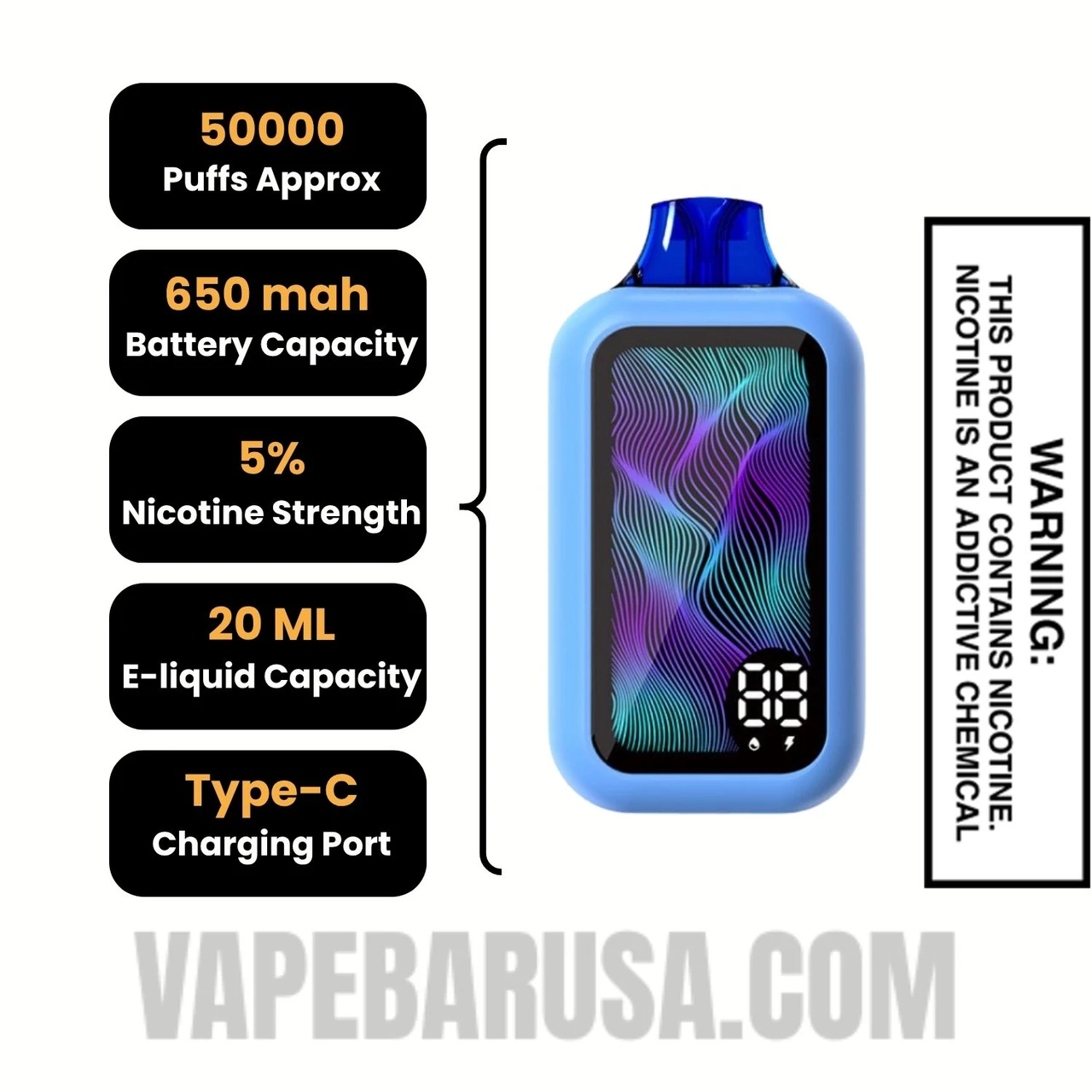 Blueberry Watermelon Nixa Bar 50K Disposable Vape Specifications