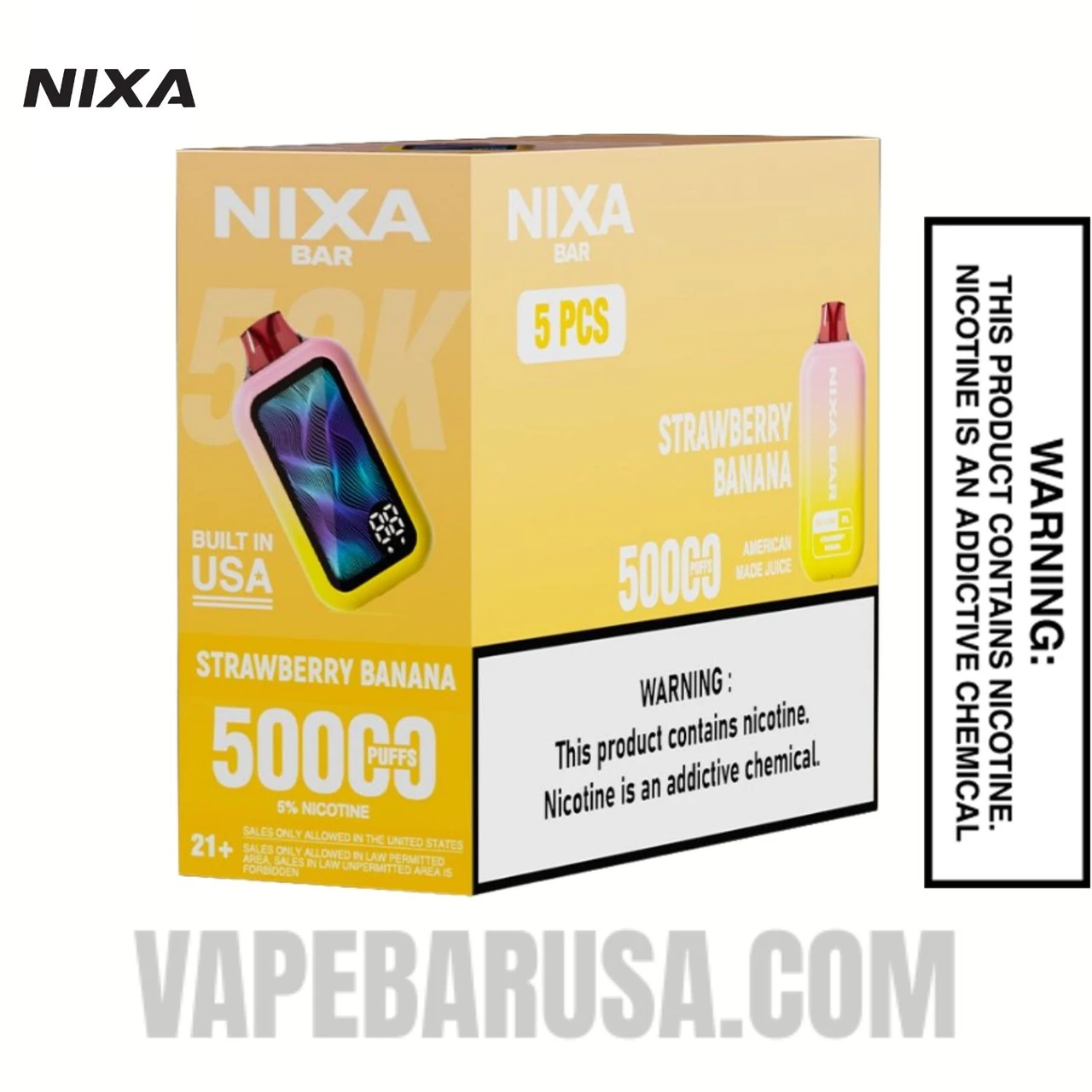 Strawberry Banana Nixa Bar 50K Disposable Vape With Bundle Pack