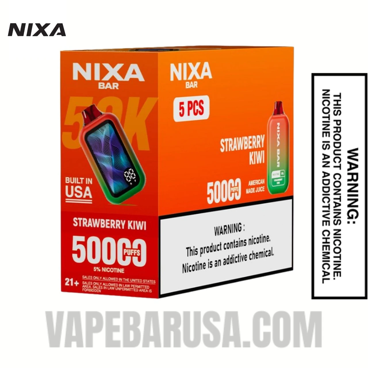 Strawberry Kiwi Nixa Bar 50K Disposable Vape With Bundle Pack