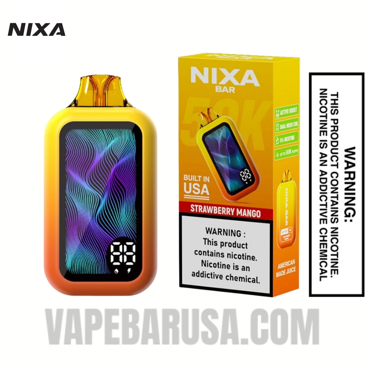 Strawberry Mango Nixa Bar 50K Disposable Vape With Package Box