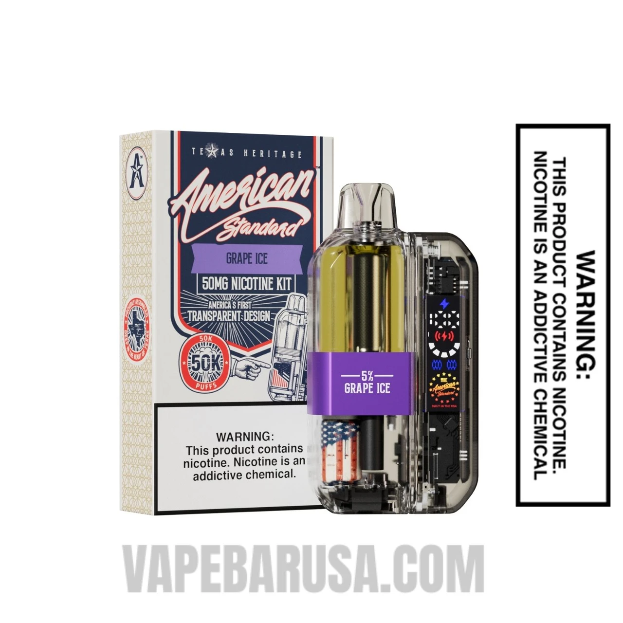 Grape Ice American Standard 50K Disposable Vape Kit With Package Box