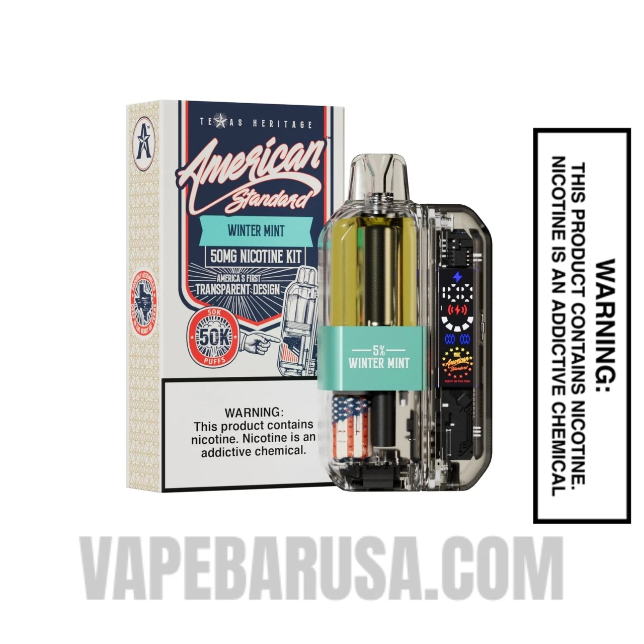 Winter Mint American Standard 50K Disposable Vape Kit With Package Box