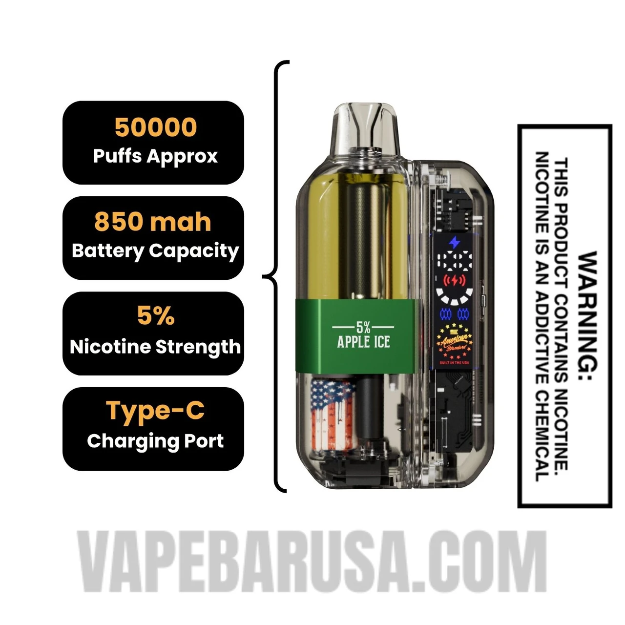 Apple Ice American Standard 50K Disposable Vape Kit Specifications