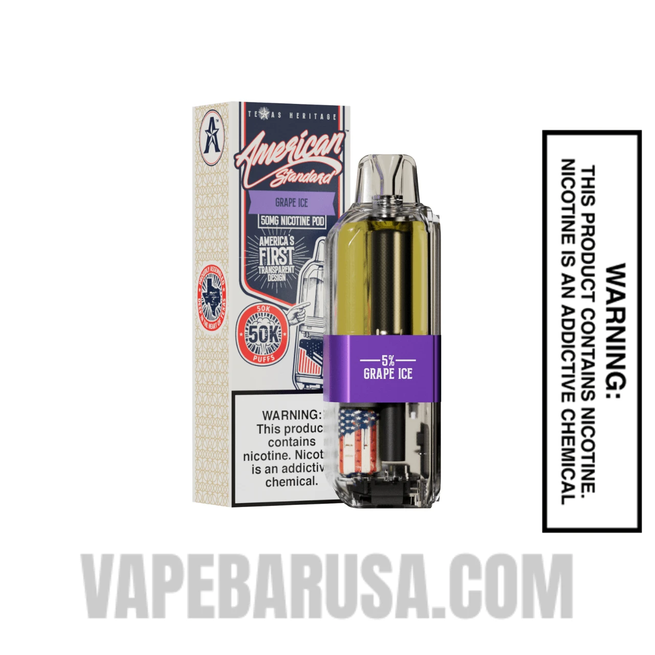 Grape Ice American Standard 50K Disposable Vape Pod With Package Box