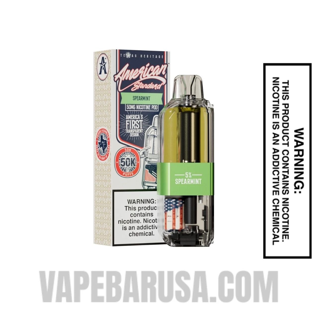 Spearmint American Standard 50K Disposable Vape Pod With Package Box