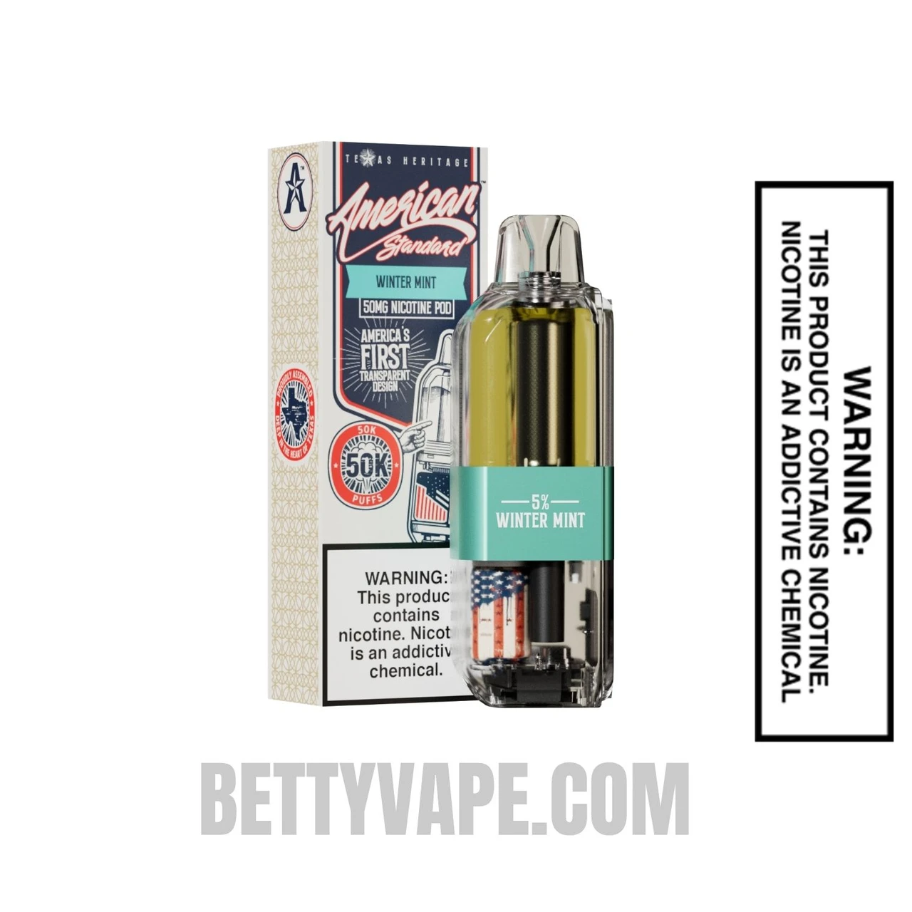 Winter Mint American Standard 50K Disposable Vape Pod With Package Box