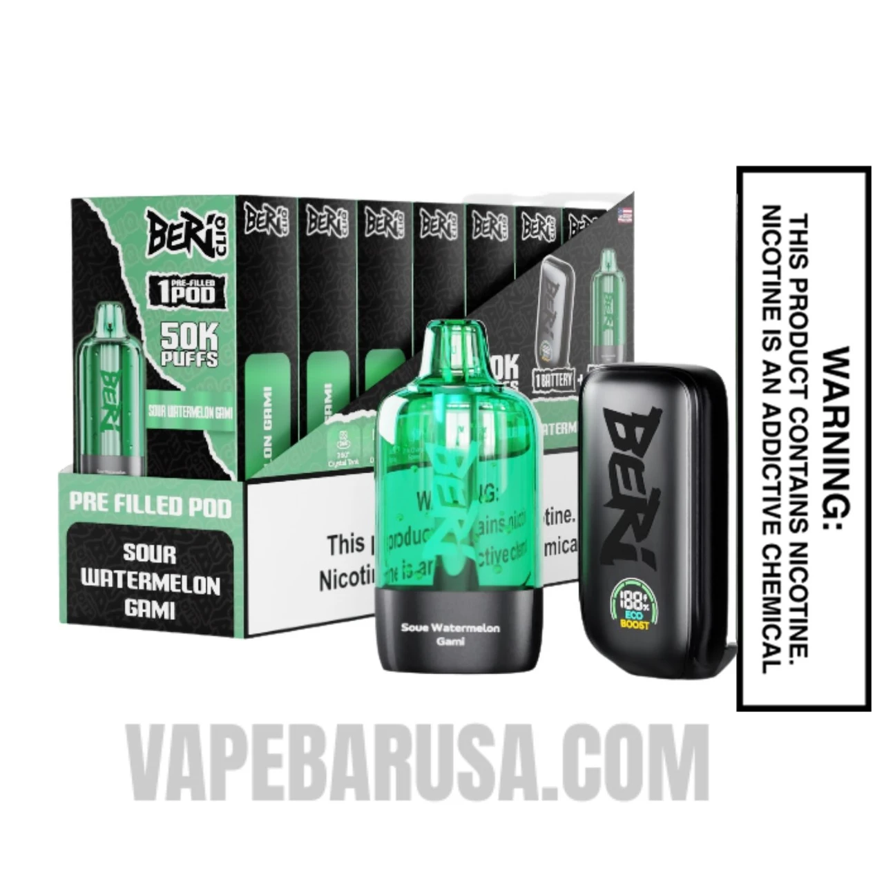 Sour Watermelon Gami Beri Cliq 50K Disposable Vape Pod With Bundle Pack
