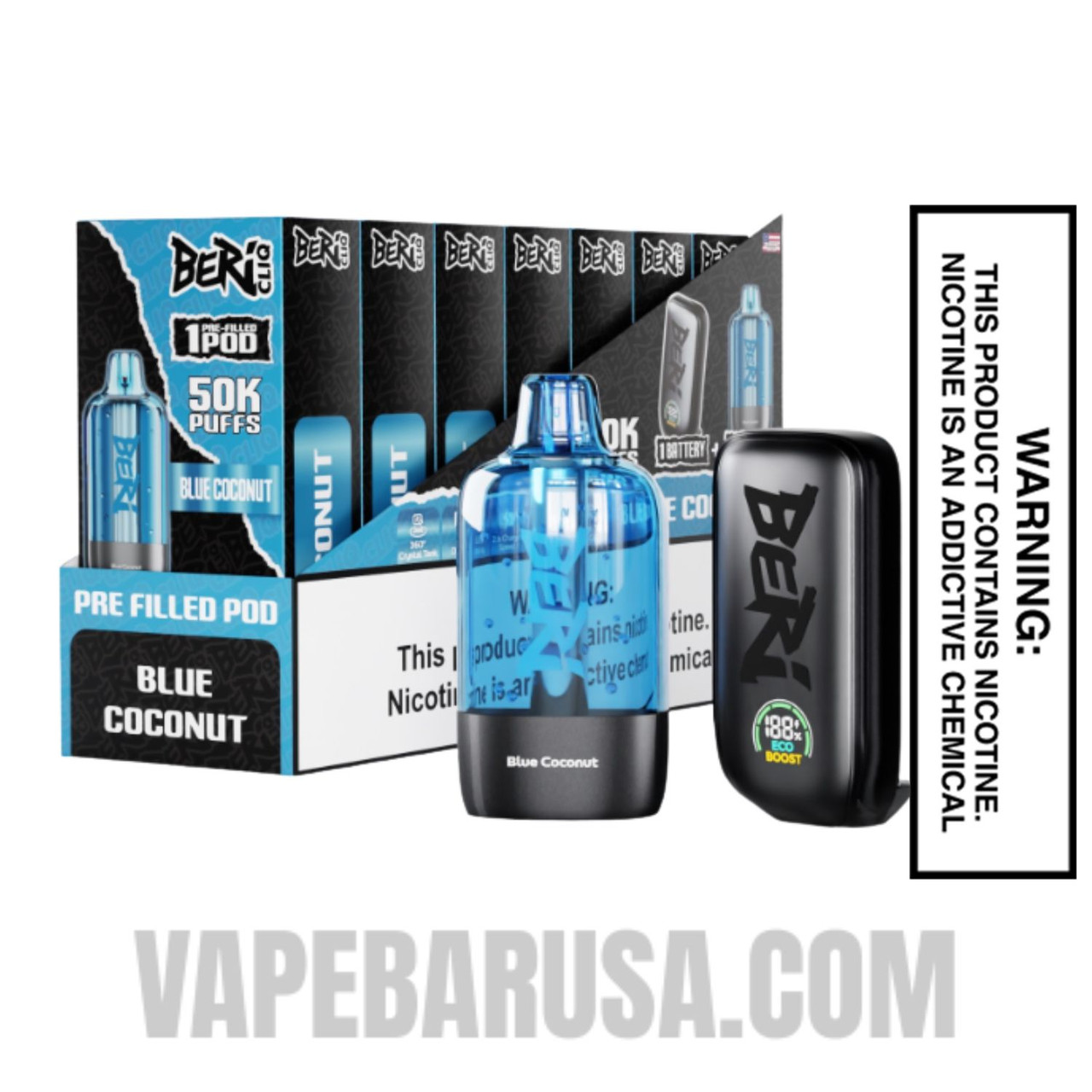 Blue Coconut Beri Cliq 50K Disposable Vape Pod With Bundle Pack